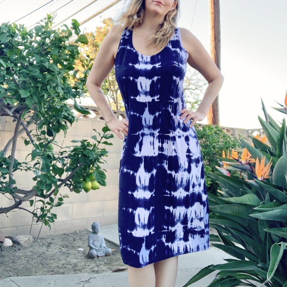 Vintage 90’s Blue Tie Dye Midi Dress